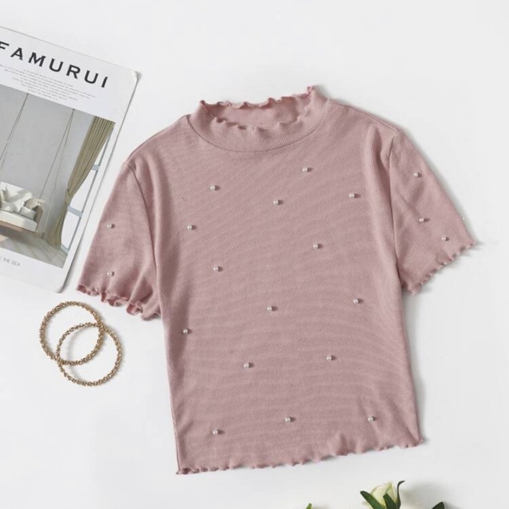 Crop top pearl pink top